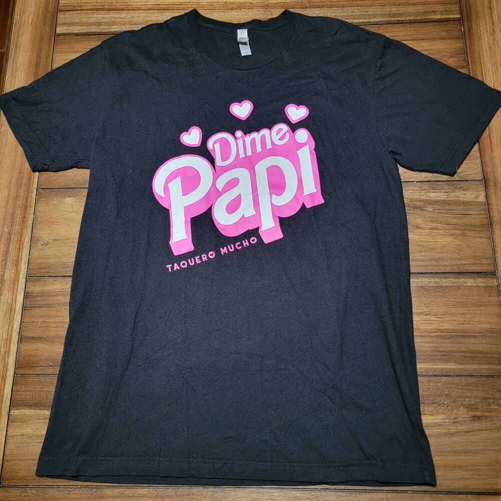 Dime Papi Black Tee (Next Level Apparel) "Taquero Mucho" - Size Large*